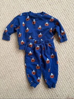 Hanna Andersson 18-24 Months Bear Print Matching Sweatsuit 100% Cotton